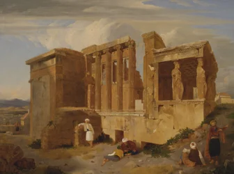 Das Erechtheion, Athen, mit Figuren im Vordergrund